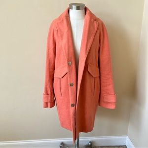 ASOS oversized coral snap front pocket cocoon coat